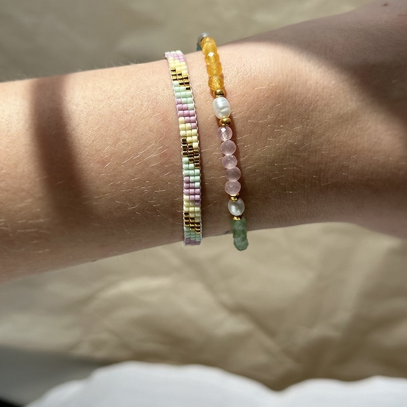 Nuni - Gina armbånd i forgyldt sølv - light multi